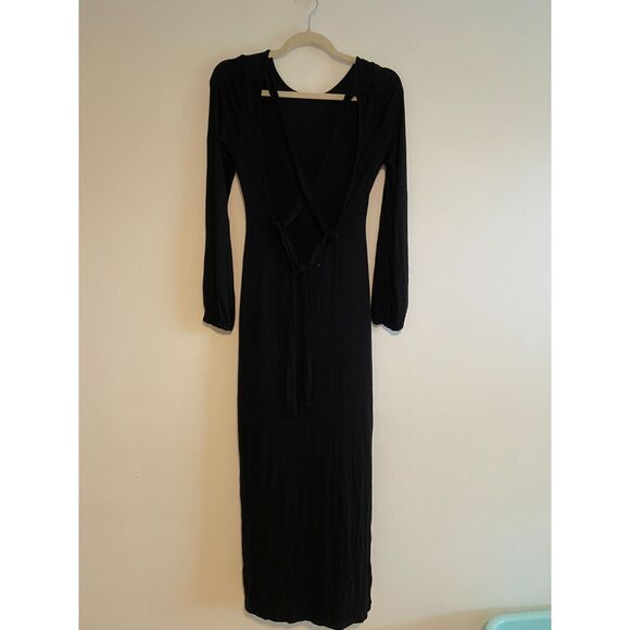Free People Beach Luna Midi Dress Size SIZE XS Black Ribbed Maxi Dress - Picture 3 of 5